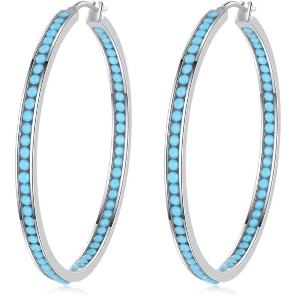 Mult-colors Crystal StainlessSteel Hoop Earring for Women Hypoallergenic Jewelry